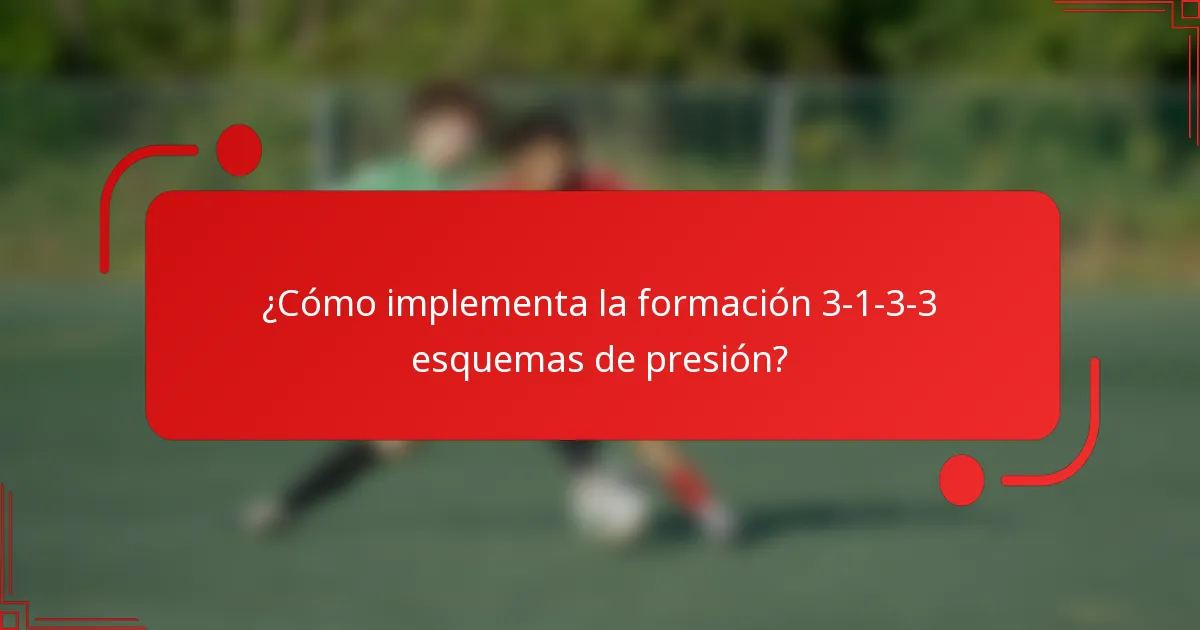 ¿Cómo implementa la formación 3-1-3-3 esquemas de presión?