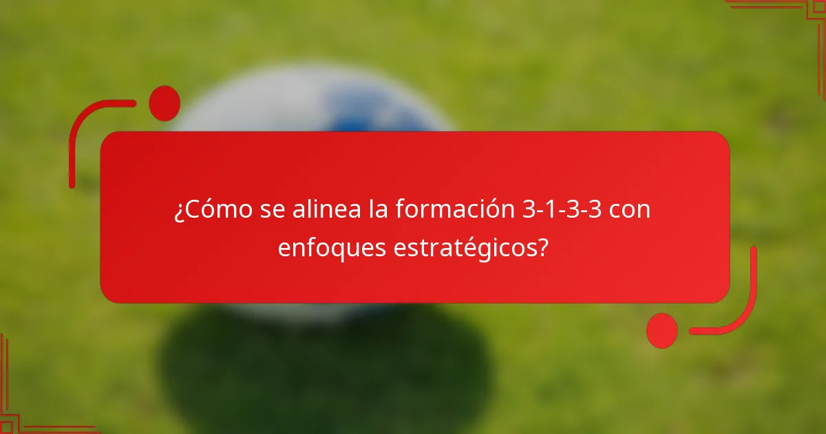¿Cómo se alinea la formación 3-1-3-3 con enfoques estratégicos?