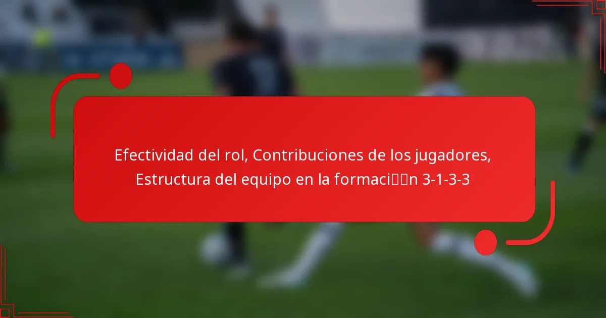 Efectividad del rol, Contribuciones de los jugadores, Estructura del equipo en la formación 3-1-3-3