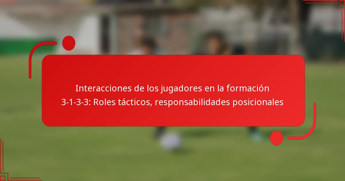 Interacciones de los jugadores en la formación 3-1-3-3: Roles tácticos, responsabilidades posicionales