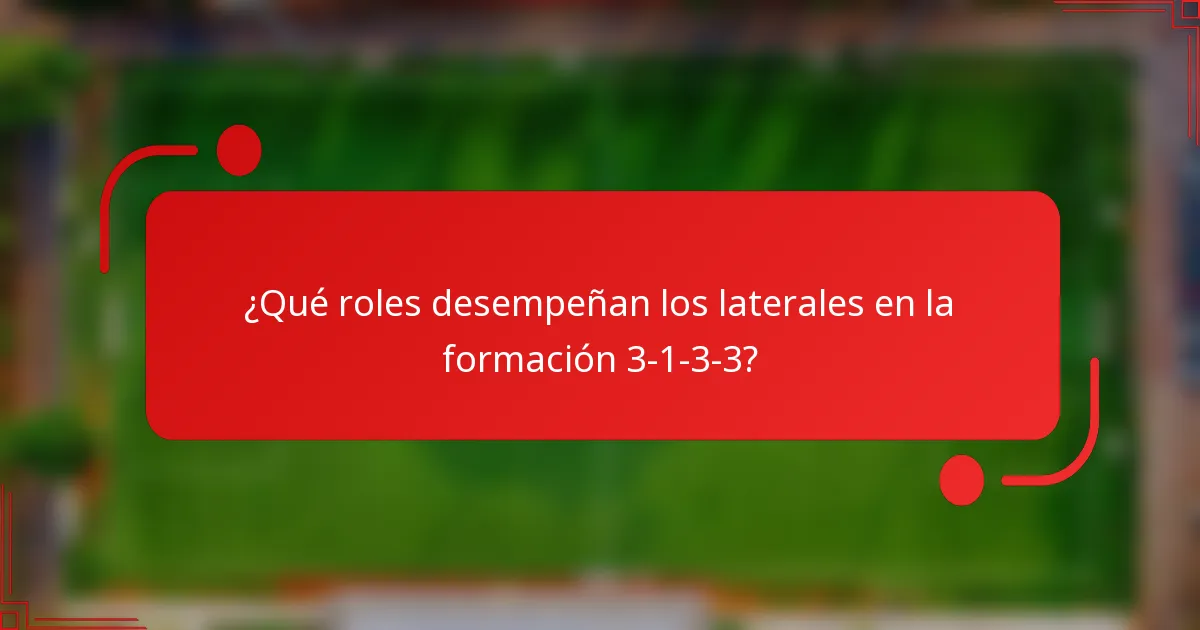 ¿Qué roles desempeñan los laterales en la formación 3-1-3-3?